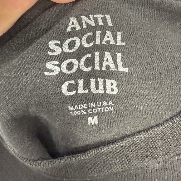 Anti Social Social Club Short Sleeve Graphic T-shirt Men Size Medium Black Crew - Picture 4 of 8